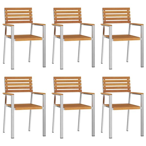 vidaXL Gartenstuhl 6 pcs &Ouml;l-Natur 56 x 54,5 x 87 cm Massivholz Akazie