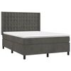 vidaXL Boxspringbett mit Matratze & LED Dunkelgrau 140x190 cm Samt