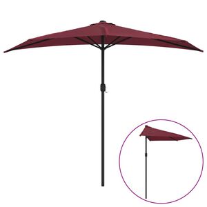 vidaXL Balkon-Sonnenschirm Alu-Mast Bordeauxrot 270x144x222cm Halbrund