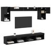 vidaXL TV Wand Einheiten mit LED mit LED 6 pcs Schwarz Eichen-Optik