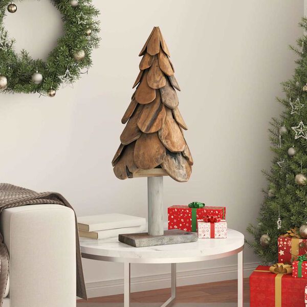 vidaXL Weihnachtsbaum mit St&auml;nder Braun 90 cm Massivholz Teak