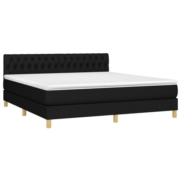 vidaXL Boxspringbett mit Matratze & LED Schwarz 180x200 cm Stoff