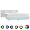vidaXL Bettgestell mit LED Wei&szlig; Kunstleder 180&times;200 cm