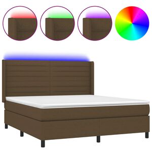 vidaXL Boxspringbett mit Matratze & LED Dunkelbraun 160x200 cm Stoff