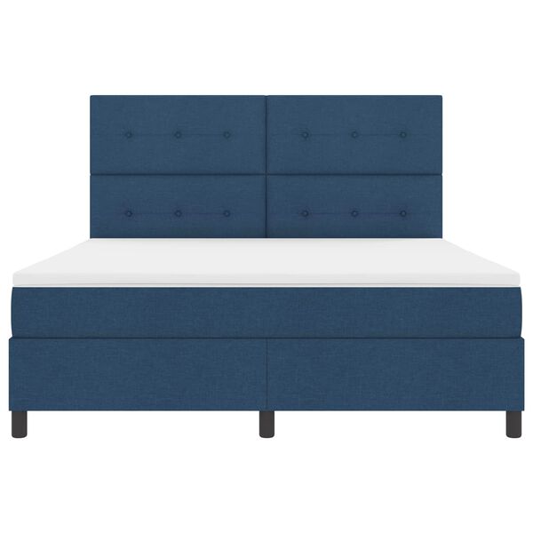 vidaXL Boxspringbett mit Matratze mit LED Blau 180 x 200 cm Stoff