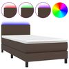 vidaXL Boxspringbett mit Matratze & LED Braun 90x200 cm Kunstleder