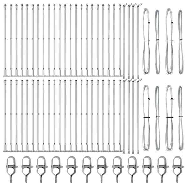 vidaXL Zaunpfosten Sonstiges 52 pcs Grau 3,2 x 3,2 x 110 cm Stahl