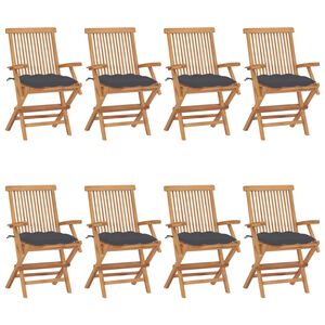vidaXL Klappst&uuml;hle mit Anthrazit Kissen 8 Stk. Massivholz Teak