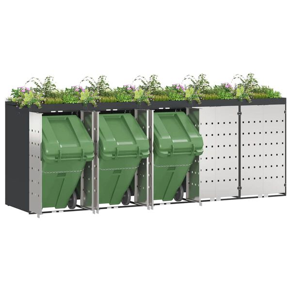 vidaXL Wagenm&uuml;llbeh&auml;lter f&uuml;r 5 Beh&auml;lter 340 x 77,5 x 121,5 cm Stahl