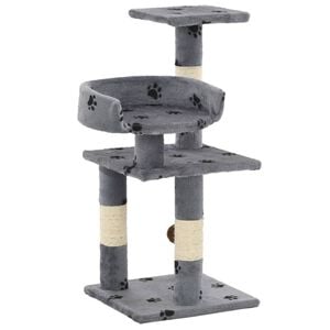 vidaXL Katzen-Kratzbaum mit Sisal-S&auml;ulen 65 cm Pfoten-Aufdruck Grau