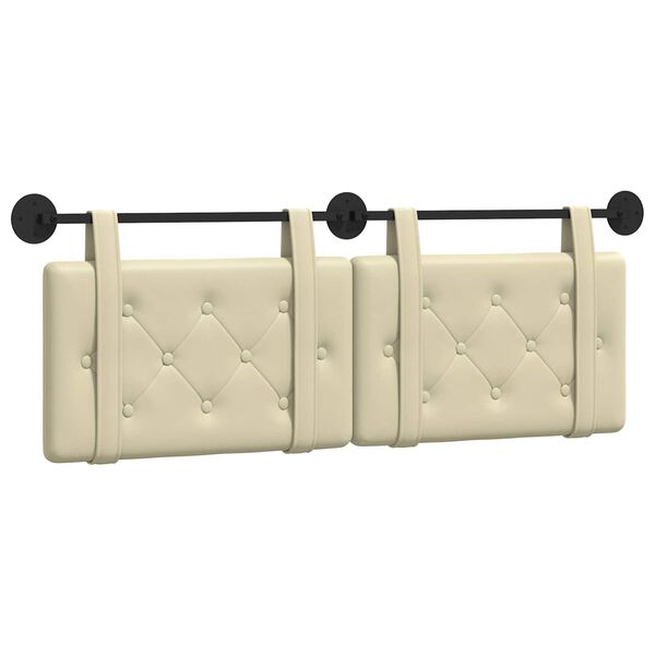 vidaXL H&auml;ngevorderseite Wandmontiert Creme 130 x 55 x 5 cm Kunstleder