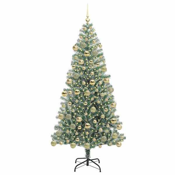 vidaXL K&uuml;nstlicher Weihnachtsbaum beschneit mit LED Licht 180 cm