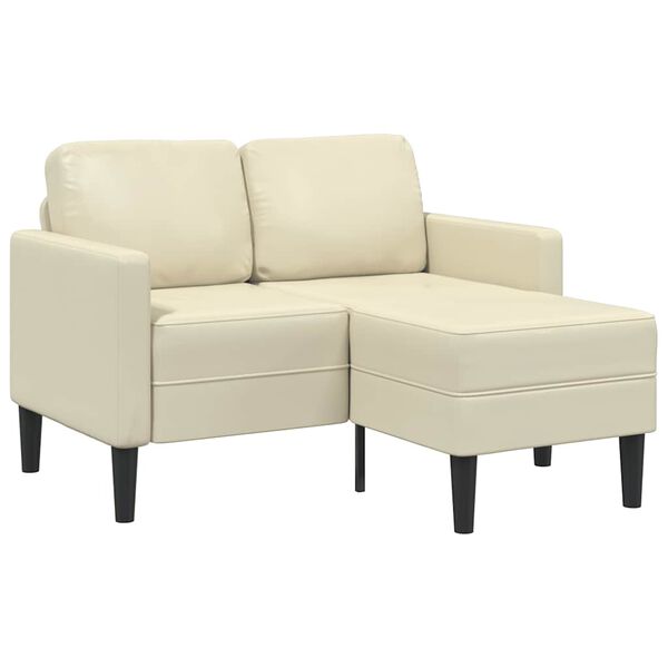vidaXL 2-Sitzer-Sofa mit Chaiselongue L-Form Creme 125 cm Kunstleder