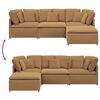 vidaXL Modulares Sofa mit Hocker Kissen Stoff in Lammwolloptik Beige