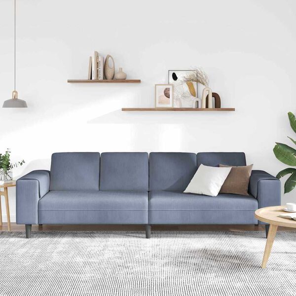 vidaXL Sofa mit Kissen Blau 250 x 77 x 76 cm Cordstoff