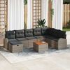 vidaXL Garten-Sofa-Set mit Kissen mit Speicher 9 pcs Grau Poly Rattan