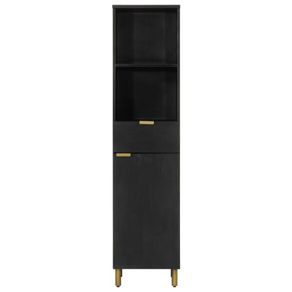 vidaXL Badschrank Schwarz 38x33x160 cm Massivholz Mango