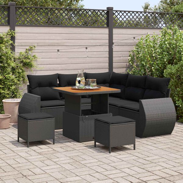 vidaXL Gartensofa-set 8 pcs Schwarz Poly-Rattan