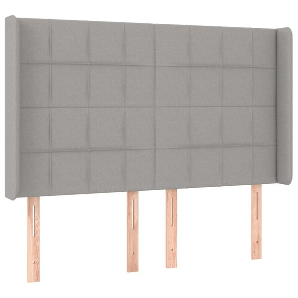 vidaXL LED Kopfteil Hellgrau 147x16x118/128 cm Stoff