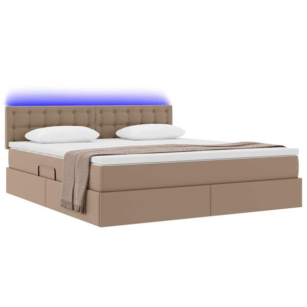 vidaXL Bett mit Stauraum und LED Cappuccino 160 x 200 cm Kunstleder