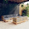 vidaXL 10-tlg. Garten-Lounge-Set mit Grauen Kissen Kiefer Massivholz
