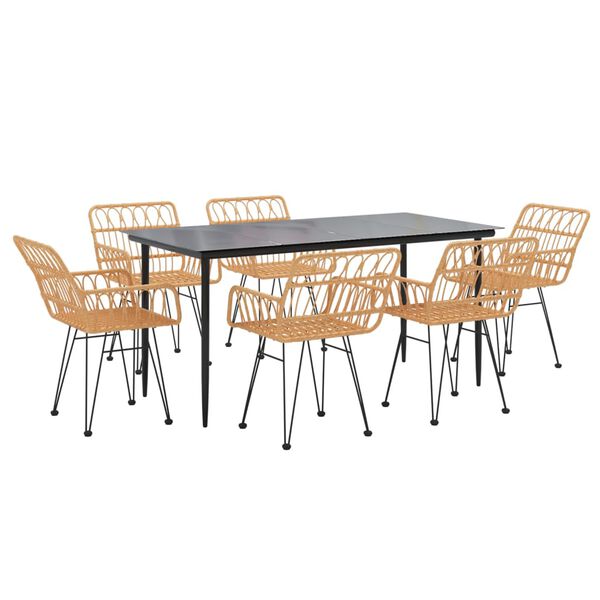 vidaXL 7-tlg. Garten-Essgruppe Poly Rattan