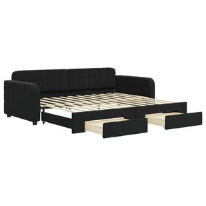 vidaXL Tagesbett Ausziehbar mit Schubladen Schwarz 90x200 cm Samt