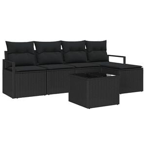 vidaXL Sofa Set 6 stk. Schwarz Poly-Rattan