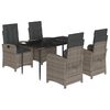 vidaXL 5-tlg. Garten-Essgruppe mit Kissen Grau Poly Rattan