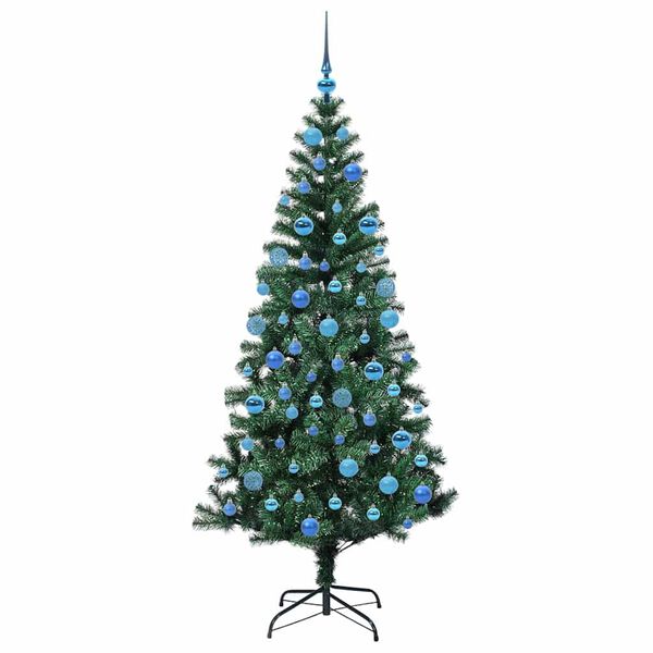 vidaXL K&uuml;nstlicher vorbeleuchteter Weihnachtsbaum Gr&uuml;n 180 cm PVC