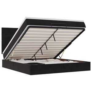 vidaXL Ottoman-Bett mit Matratzen & LEDs Schwarz 180x200 cm Samt