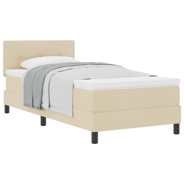 vidaXL Boxspringbett mit Matratze mit Kopfteil Creme 90 x 200 cm Stoff