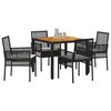vidaXL Garten Essgruppe 5 pcs Schwarz Poly-Rattan