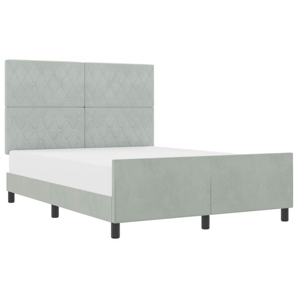 vidaXL Boxspringbett mit Kopfteil Hellgrau 140 x 200 cm Samt