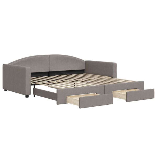 vidaXL Tagesbett Ausziehbar mit Schubladen Taupe 100x200 cm Stoff