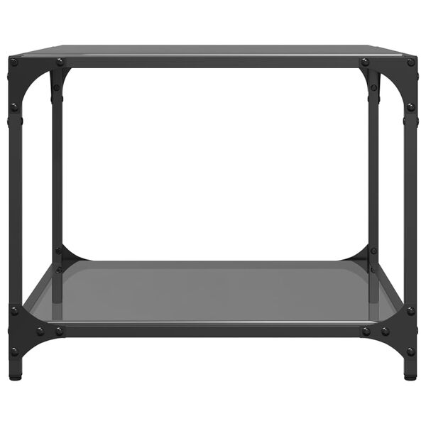vidaXL Couchtisch mit Glasplatte Schwarz 50x50x40 cm Stahl