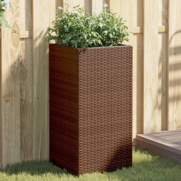 vidaXL Pflanzk&uuml;bel 2 Stk. Braun 40x40x80 cm Poly Rattan