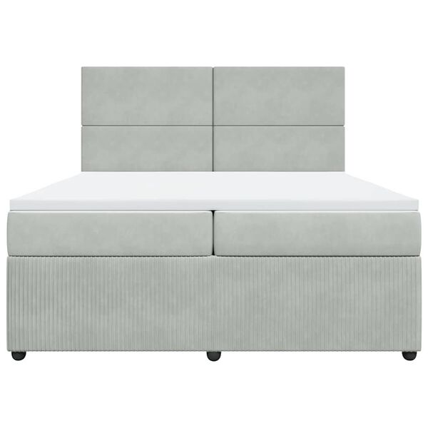 vidaXL Boxspringbett mit Matratze Hellgrau 200x200 cm Samt