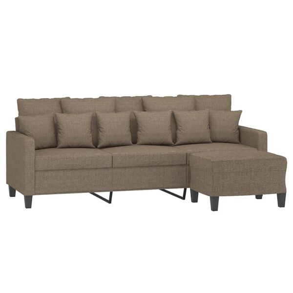 vidaXL 3-Sitzer-Sofa mit Hocker Taupe 180 cm Stoff