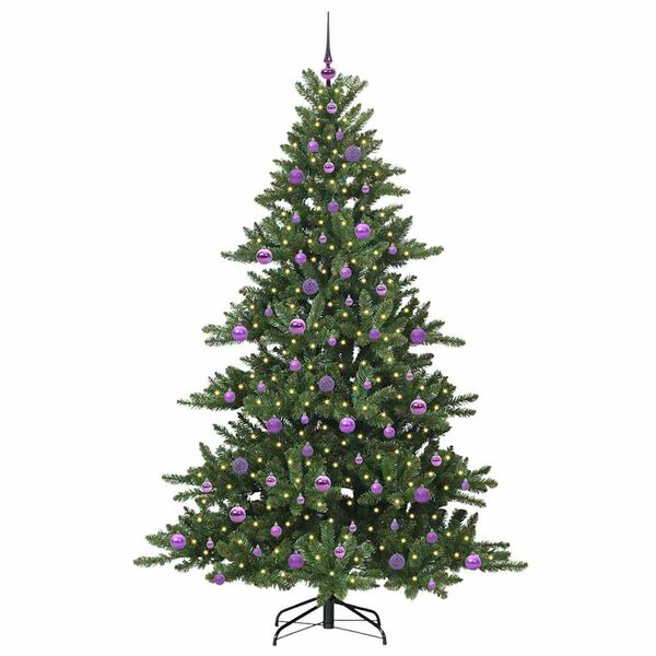vidaXL K&uuml;nstlicher klappbarer Weihnachtsbaum Gr&uuml;n 210 cm PVC und Stahl