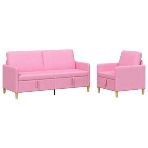 vidaXL Sofa Set mit Stauraum 2 stk. Rosa Polyester