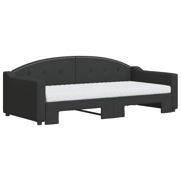 vidaXL Tagesbett Ausziehbar mit Matratzen Schwarz 90x190 cm Stoff