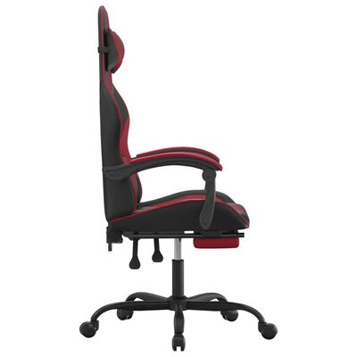 vidaXL Gaming-Stuhl mit Fußstütze Schwarz und Weinrot Kunstleder