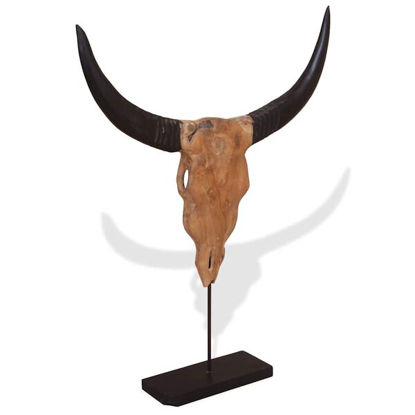 vidaXL Stierkopf-Skulptur Teak 66x15x88 cm