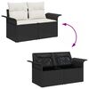 vidaXL Garten-Sofa-Set mit Kissen 4 pcs Schwarz Poly Rattan