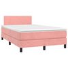 vidaXL Boxspringbett mit Matratze & LED Rosa 120x200 cm Samt