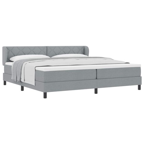 vidaXL Boxspringbett mit Matratze Hellgrau 200 x 200 cm Stoff