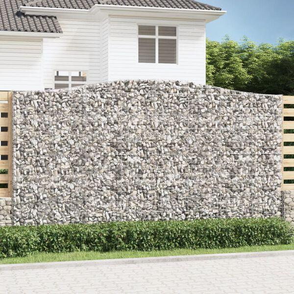 vidaXL Gabionen mit Hochbogen 3 Stk. 400x30x220/240cm Verzinktes Eisen