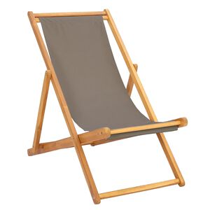 vidaXL Liegestuhl Taupe Massivholz Teak