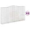 vidaXL Gabionen mit Hochbogen 8 Stk. 400x50x220/240cm Verzinktes Eisen